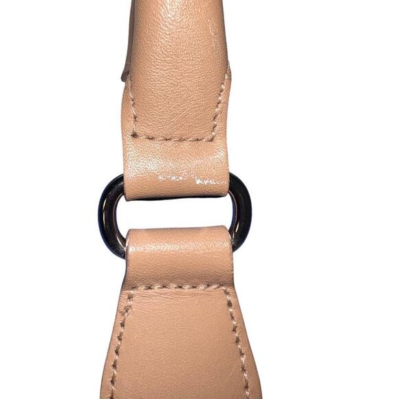 Talbots medium blue canvas contrast tan handle snap closure Y2K satchel handbag - Picture 9 of 10